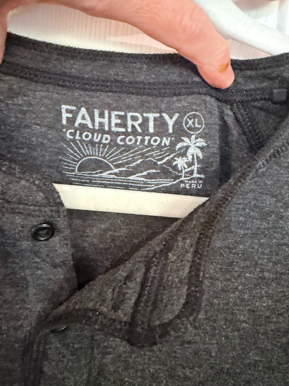Faherty Henley Shirt-Charcoal Gray-XL